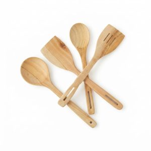 4-pcs Natural Wooden Kitchen Spoon Set